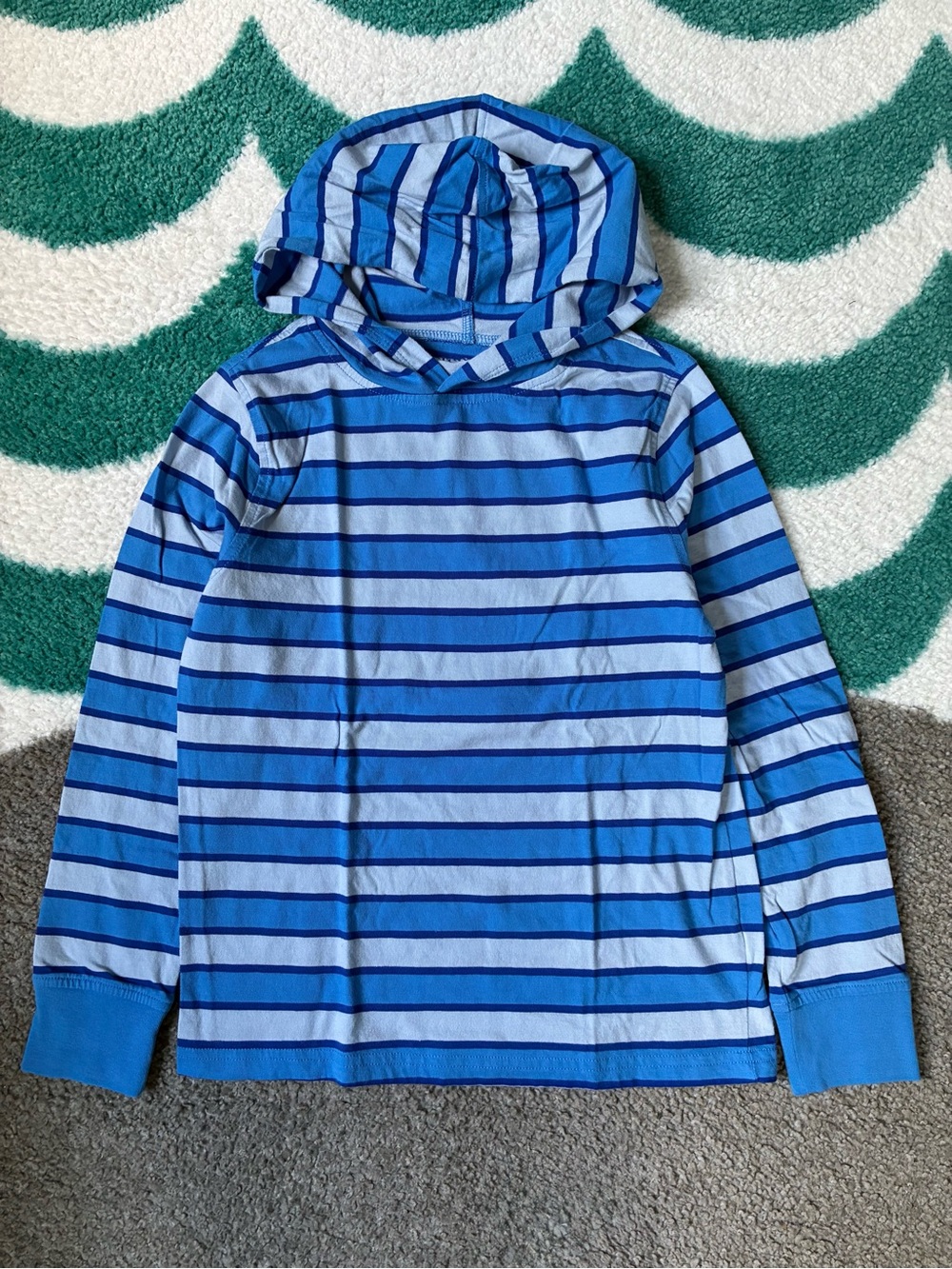 J. Crew Factory Crewcuts Cotton Striped Hoodie (Blue) Size S (8-9)